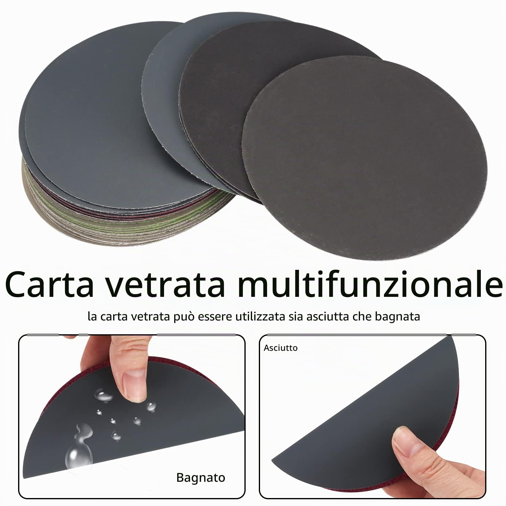 30 Pezzi Carta Vetrata, 125 mm Dischi Abrasivi Rotondi, Tamponi per Levigatrice Orbitale Bagnati e Asciutti, Carta Abrasiva per Legno Metallico - Grana 1000/1500/2000/3000/4000/5000