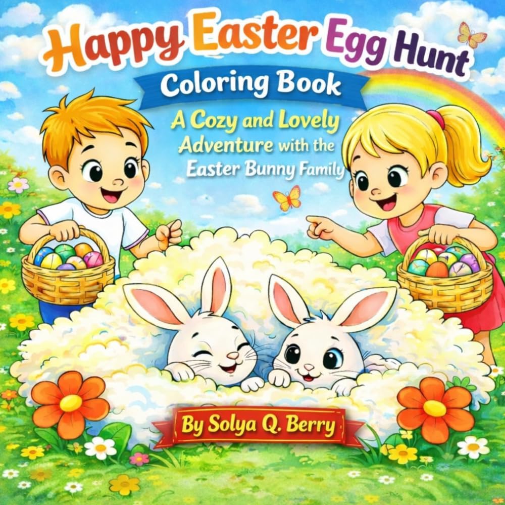 Happy Easter Egg Hunt Coloring Book: A Cozy and Lovely Adventure with the Easter Bunny Family