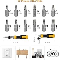 Vista 2 de SHARDEN Ratcheting Multi Bit Screwdriver - 13-in-1 Tool Set, Flat Head/Square/Torx/Hex/Phillips, 180 Degree Pivoting Adjustable Angle Magnetic