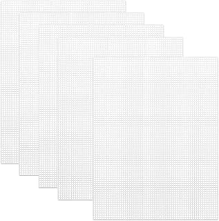5 Pieces 7 Count Plastic Canvas,Mesh for Eyes,10.2 x 13.2 Inch Plastic Mesh Canvas Sheets for Embroidery,Yarn Crafting,Crochet Projects,Fish Tank Divider (Clear)
