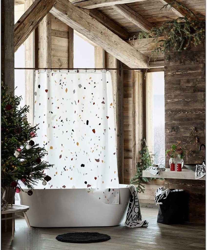 Shower Liner Shower Curtain Bathroom Terrazzo Shower Curtain Thickened Curtain Partition Door Curtain Shower Curtain with Hook Nordic Style Shower Curtain Suitable for Bathroom ( Color : A , Size :