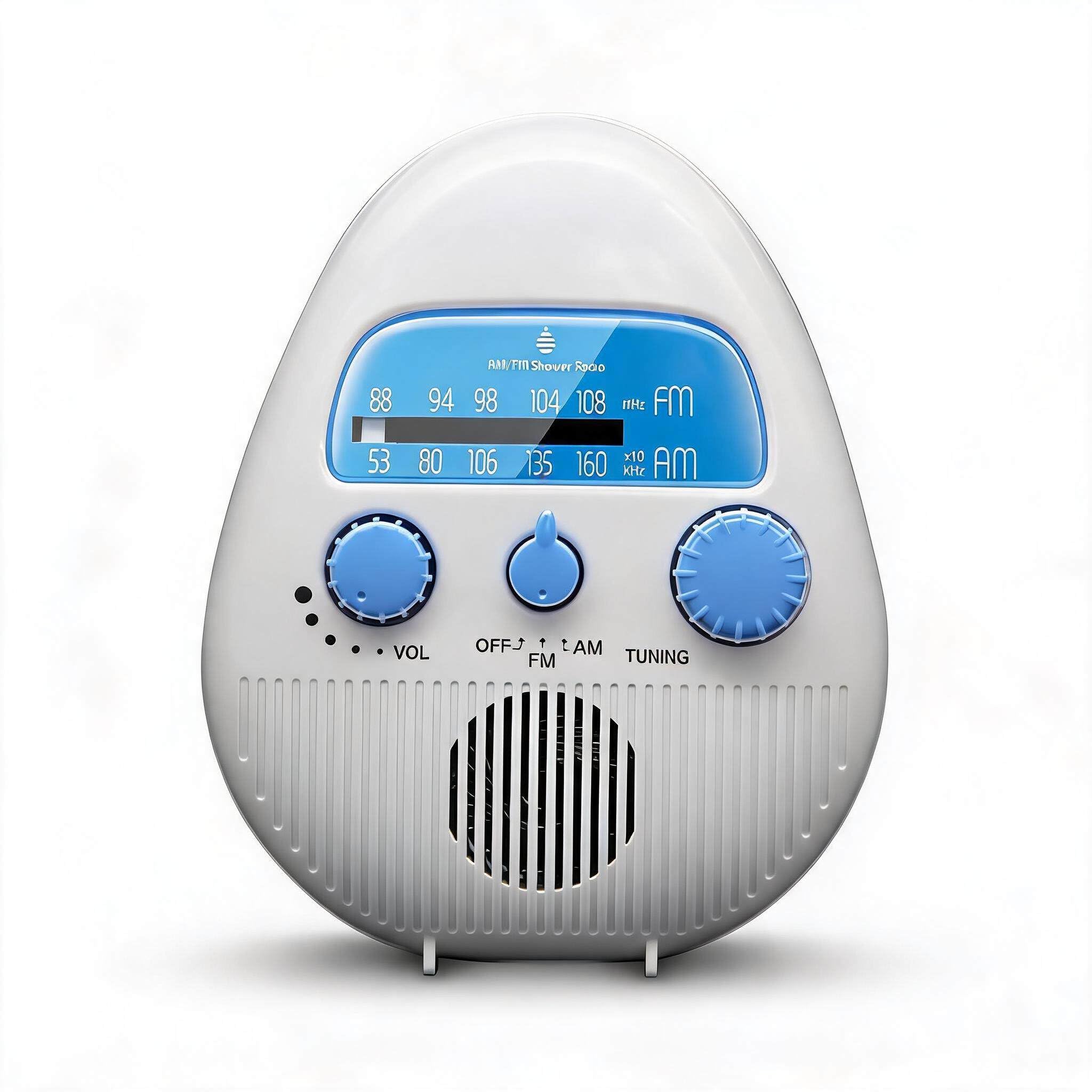 Shower Radio, AM FM Radio, Portable ABS Bathroom Radio Built in Speaker Battery Operated Shower Radio-image-7