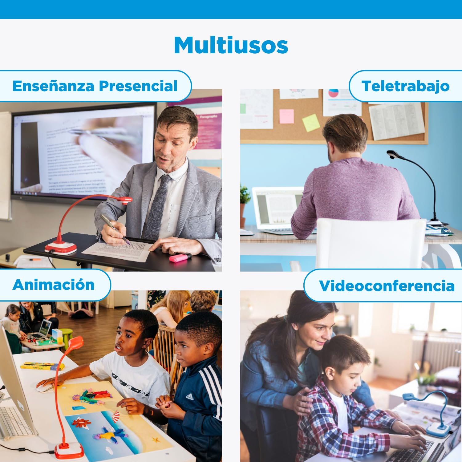 HUE HD Pro Cámara de Documentos USB Flexible Azul
