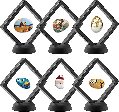 Soporte de exhibición de rocas para pintura de roca, vitrina a prueba de polvo para rocas de río pintadas, soporte de exhibición para rocas pulidas,