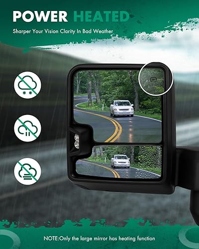 Miniatura 5 de SCITOO Espejos de remolque compatibles con GMC 2019-2022 para camioneta Serria 1500, retrovisores eléctricos con calefacción, ancho de señal de