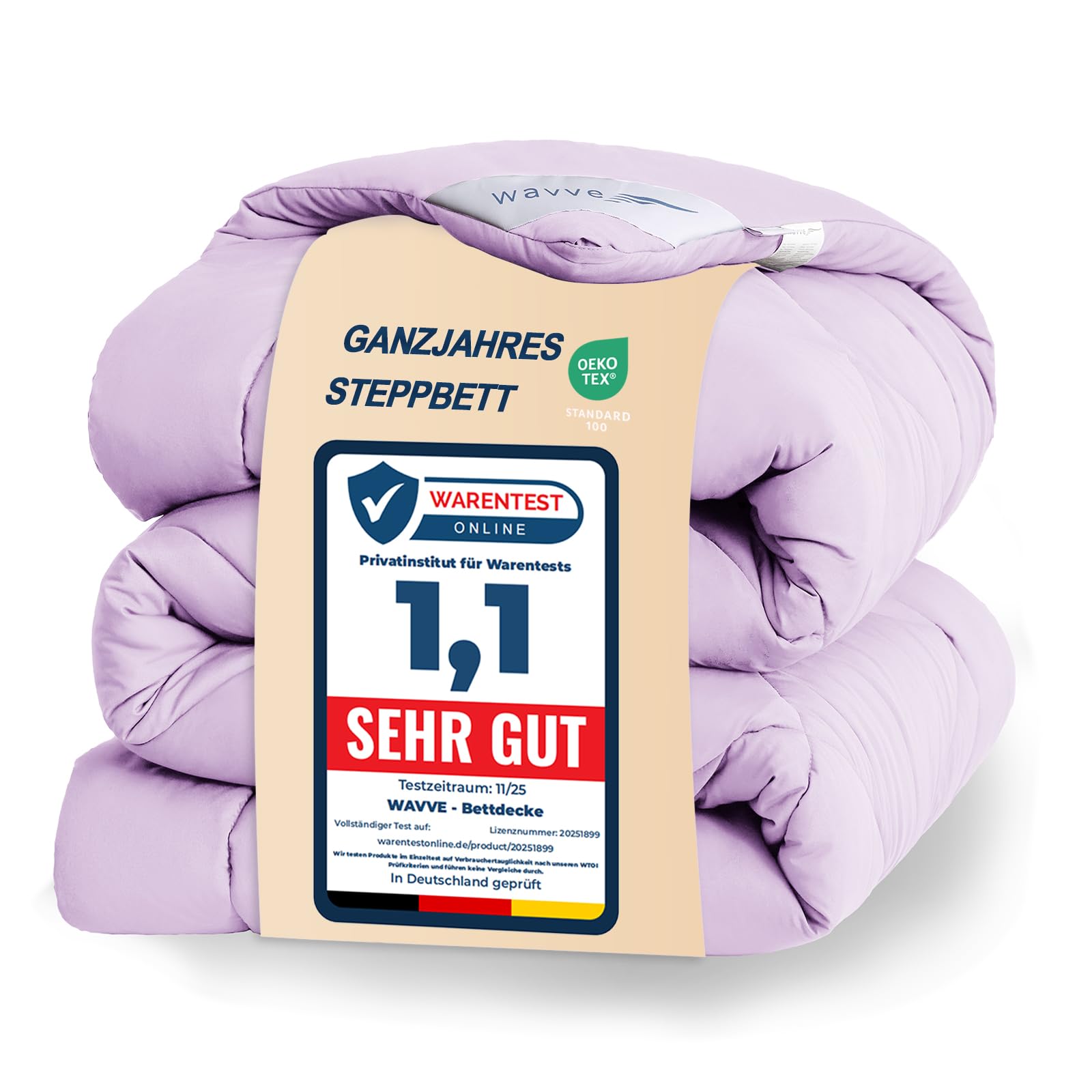 WAVVE Bettdecke 200x200 cm Ganzjahresdecke 4 Jahreszeiten, Steppdecke 300gsm Mikrofaser 200x200cm, Super Weiche Zudecke Schlafdecke Atmungsaktive 200 x 200 Lila