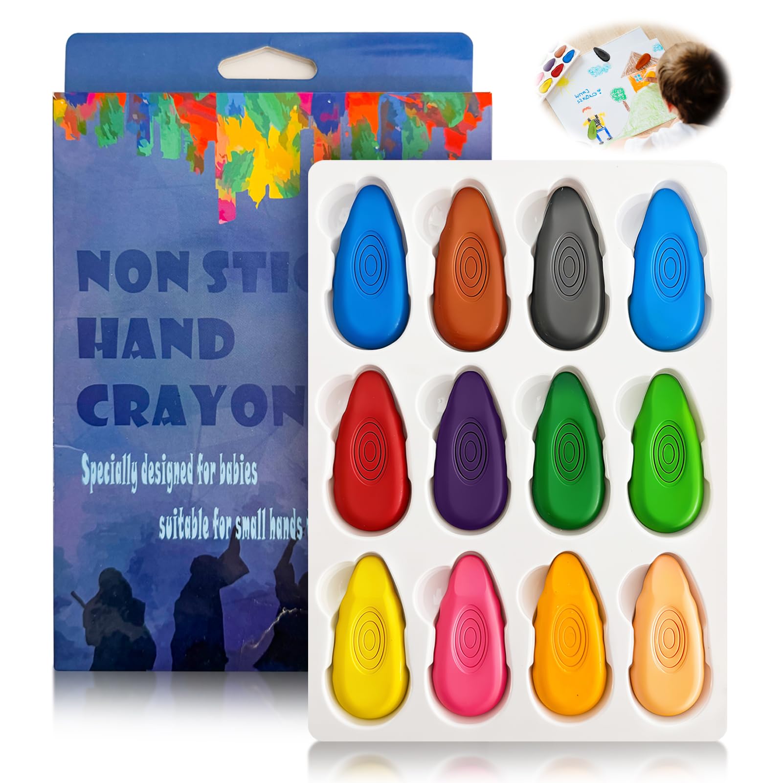 Gripiti Crayons for Kids Water Drop 12 Colors