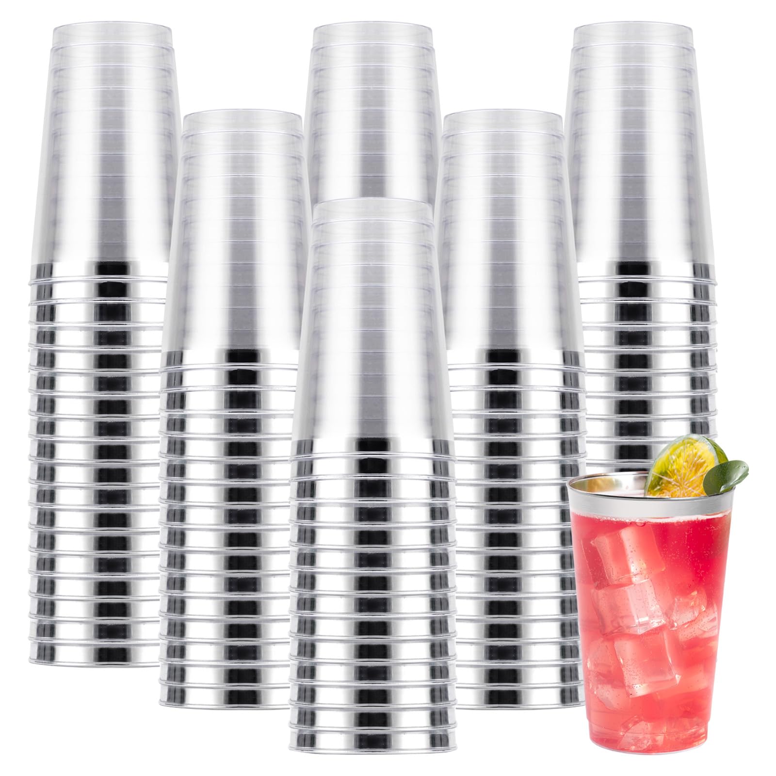 Goodluck 50PCS 9oz Plastic Cups for Party, Disposable Silver Plastic Cups — Amazon image 14
