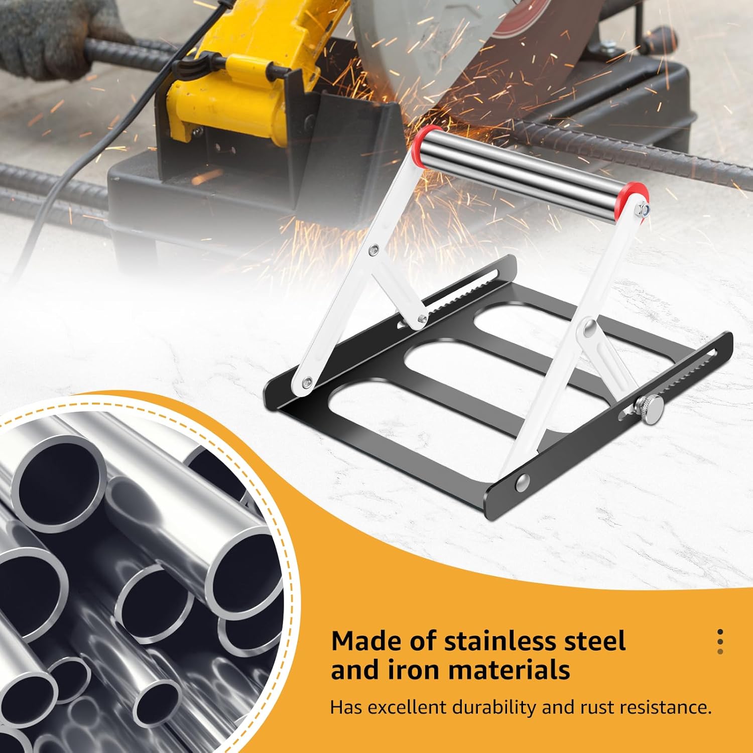 2Pcs Cutting Machine Support Frame Foldable Table Saw Support Stand 55-135mm Height Adjustable Cutting Machine Material Holder Frame Cutting Machine Work Bracket for Support(Black and white)