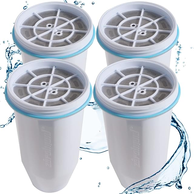 Water Filter Cartridges Replacement Compatible with Zero Water Filter Jug ZR-017 ZP-010, Remove 99.9% Lead, Chlorine, Fluoride, Heavy Metals, PFOA/PFOS, BPA Free, TUV Certified, 6-Stage (4 Pack)