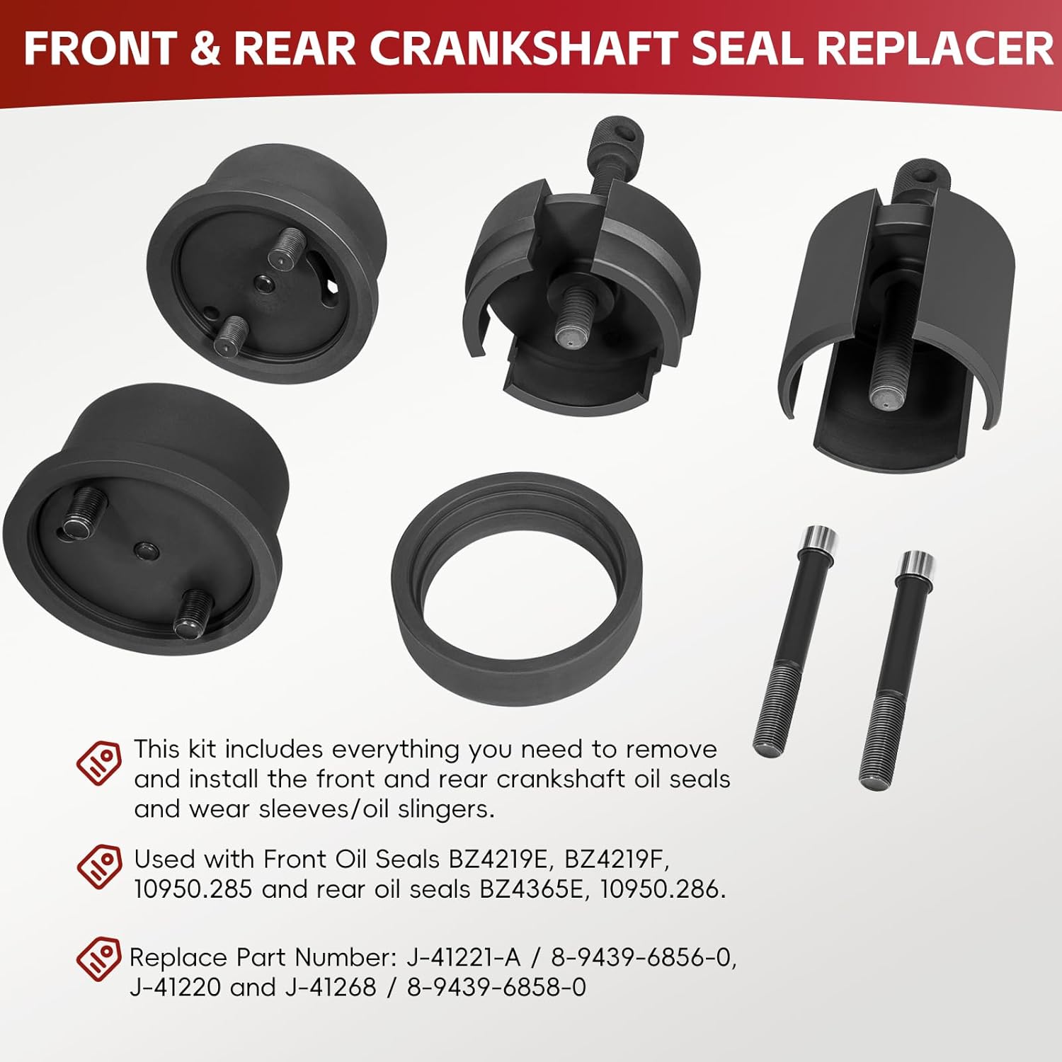 Front & Rear Crankshaft Seal Remover and Installer J-41221-A Compatible with Isuzu 4HF1 4HG1 6HH1 6HK1 Chevrolet Kodiak and GMC TopKick 2003-2009 with 7800 Heavy Duty Diesel