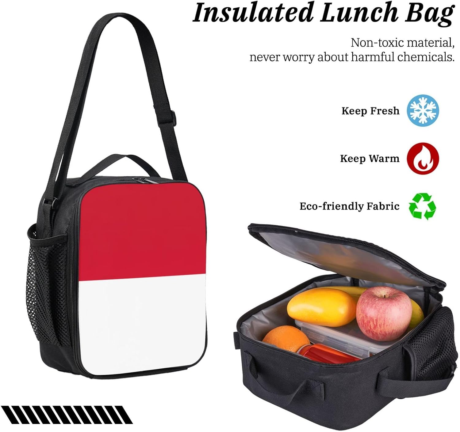 Flag of Monaco print 3 Piece Backpack Bags with Lunch Box Pencil Case Set for Travel Work Camping Unisex