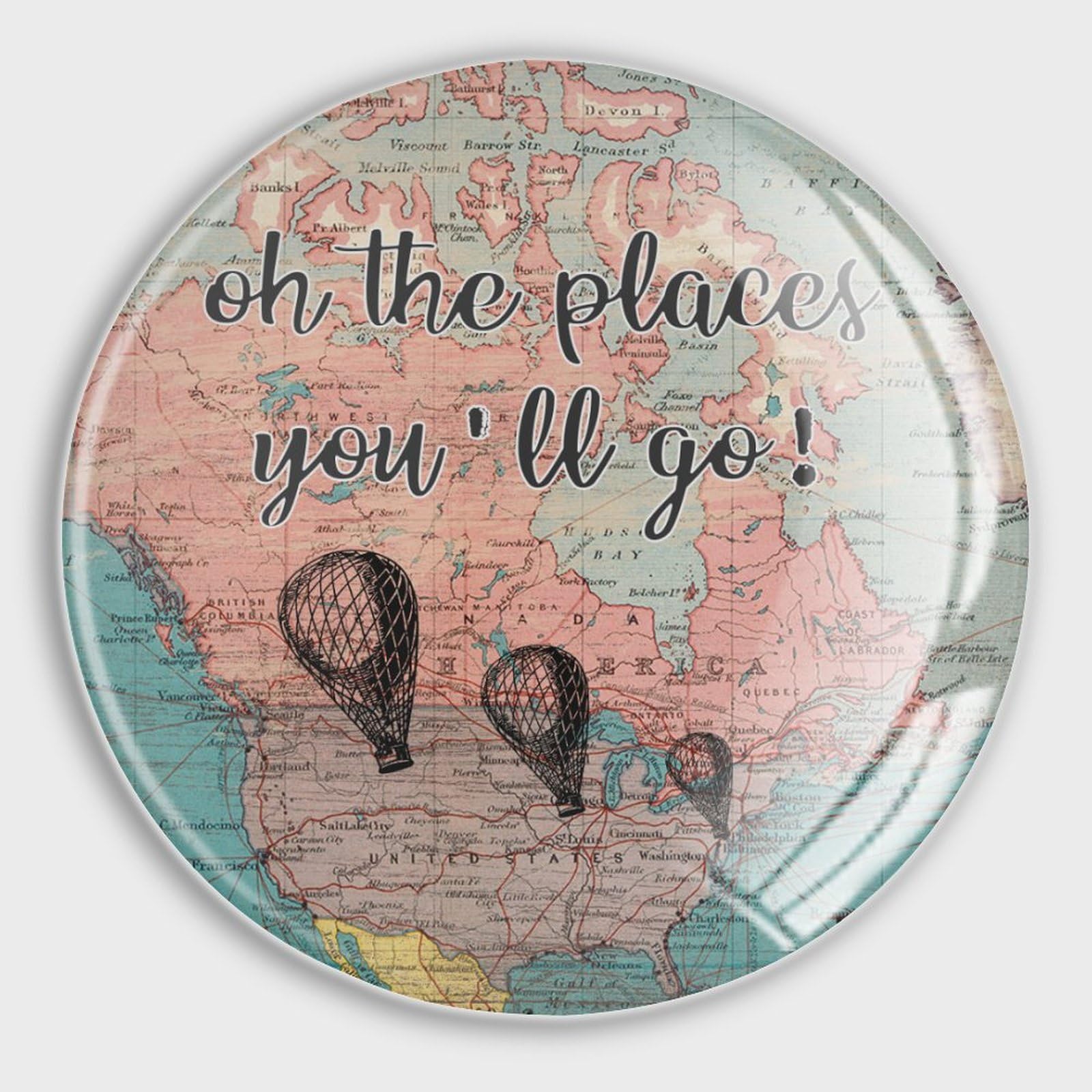 Aimants de réfrigérateur décoratifs en verre au design raffiné The Places You'll Go
