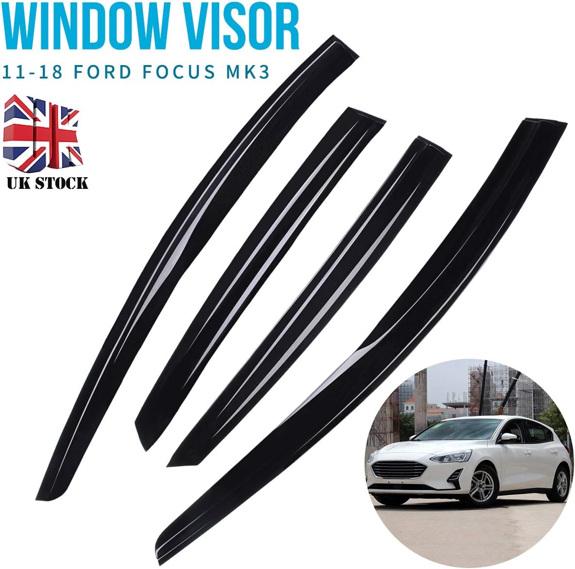 WUYASTA 4Pcs Ford Focus Wind Deflectors MK3 Saloon Hatchback 5-D 2012-2018 New Ford Fiesta Wind Deflectors Car Accessories