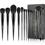 Docolor Makeup Brushes 15Pcs Obsidian Makeup Brush Set Premium Synthetic Powder Kabuki Foundation Contour Blush Concealer Eye Shadow Blending Eyeliner Crease Eyebrow Make Up Brush Kit