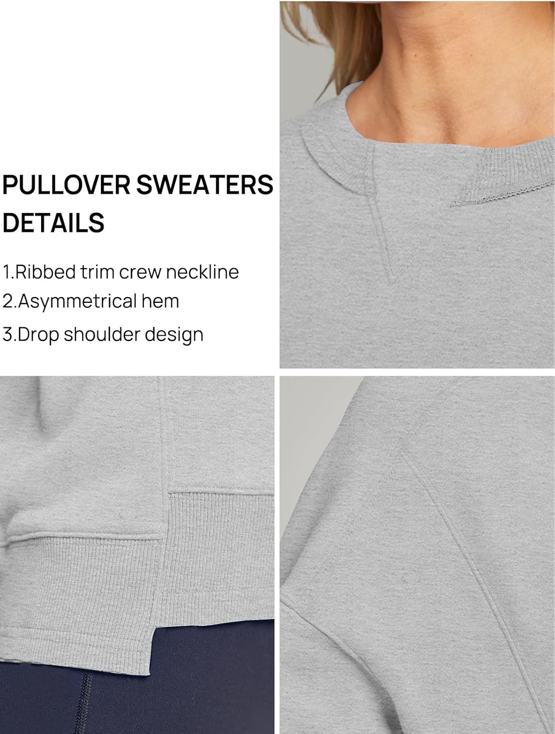 MEROKEETY Women's Oversized Cropped Sweatshirts Crewneck Trendy Workout Pullover Sweater Fall Outfits - Image 5