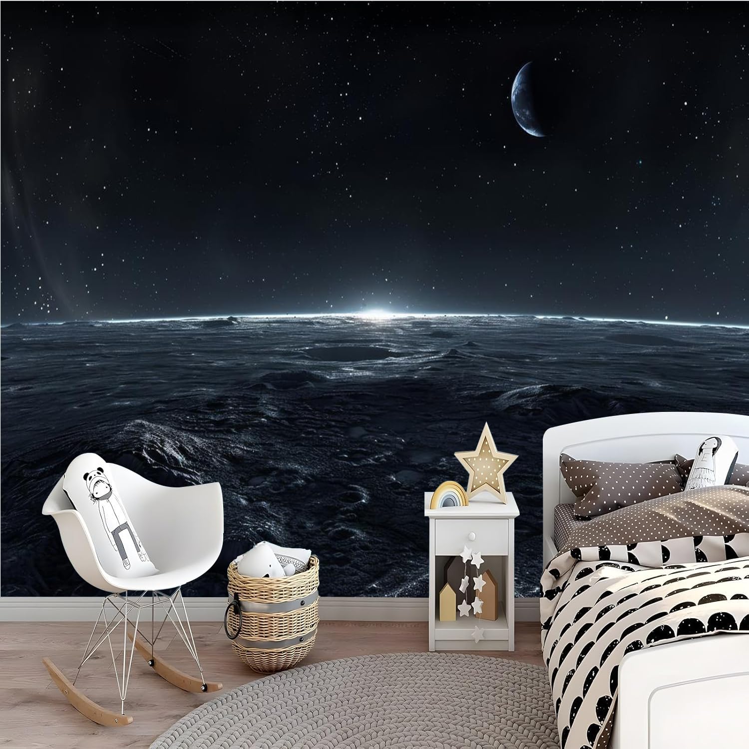 Carta da parati effetto 3D Luna 400 x 280 cm Murale Non Tessuto Universo Spazio Esterno Fotomurale Stampa HD Moderna Poster Per Soggiorno E Camera Da Letto Design 2M1415