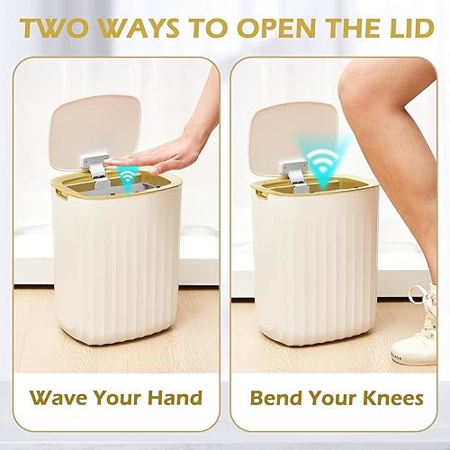 Miniatura 4 de Mifoci 2 botes de basura automáticos de 3.5 galones, sin contacto, con tapas, sensor de movimiento, botes de basura impermeables con bolsa de basura