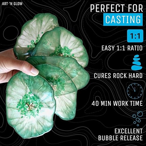 Miniatura 3 de Art 'N Glow Kit de resina epoxi transparente de 1 galón - 2 partes multifuncional, bajo olor y libre de compuestos orgánicos volátiles y segura para