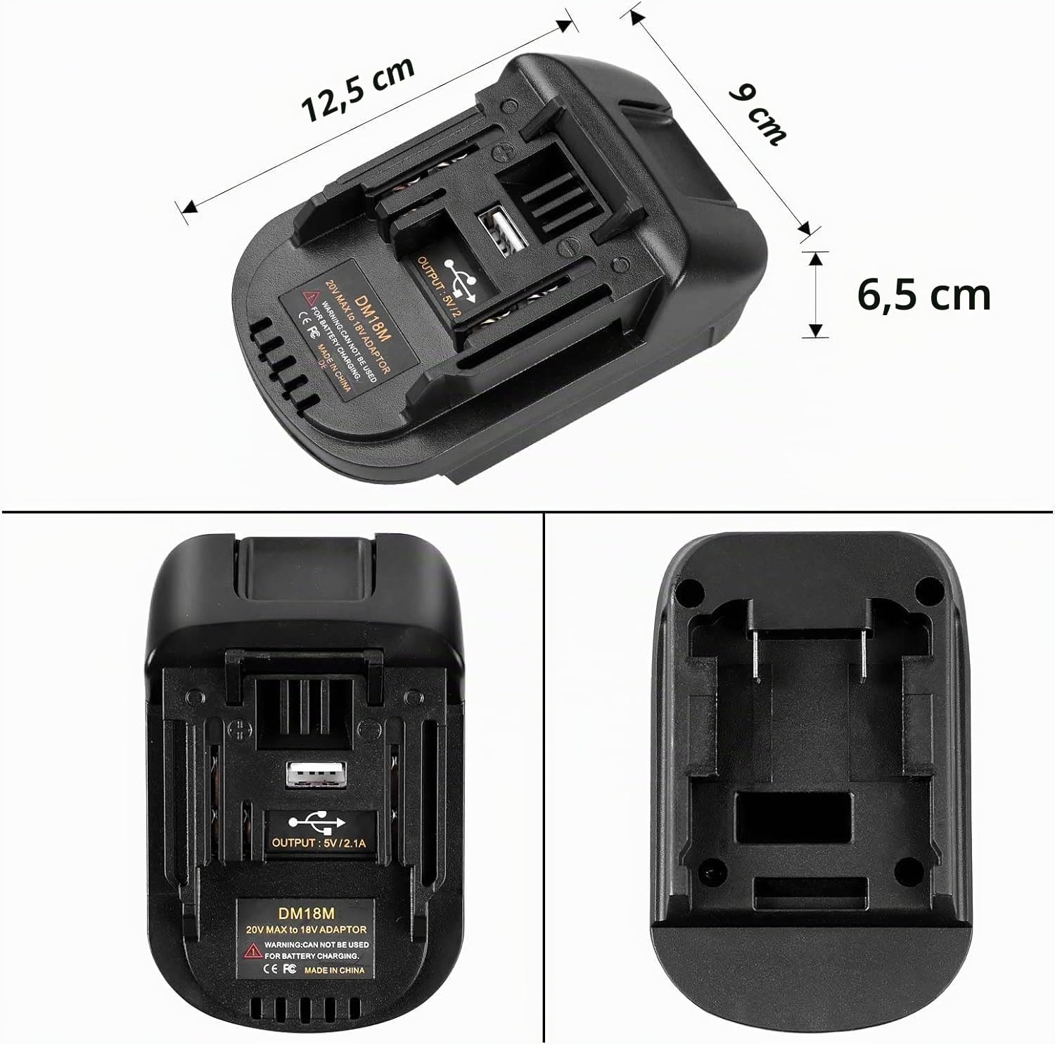 DM18M Adaptateur de batterie pour outils électriques Makita 18 V 20 V, adaptateur convertisseur pour Dewalt et Milwaukee M18 pour batterie Makita 18 V