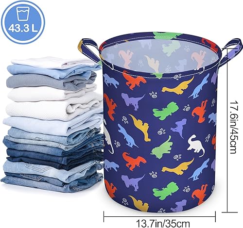 Miniatura 6 de Beinou Cesta de lavandería para niños, 43.4 L, impermeable, plegable, de lona, con asas, para dormitorio de niños, ropa de guardería