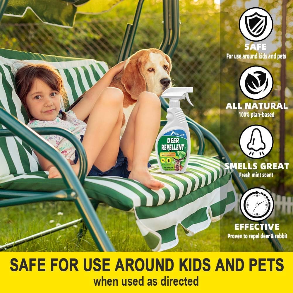 SUAVEC Deer Repellent, Rabbit Repellent, Deer Deterrent Spray for Trees, Rabbit Repellant for Garden, Deer Repellent Outdoor for Plants, Deer Repellent for Yard Powerful, Deer Repellant for Lawn