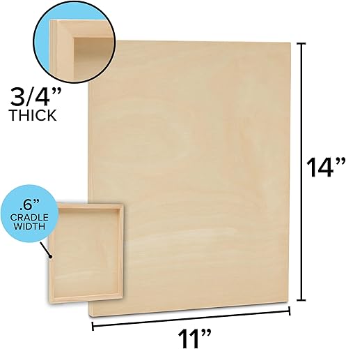 Miniatura 2 de Dragon Drew Tableros de lona de madera sin terminar con cuna de 34 pulgadas, paneles de madera para manualidades y pintura, 11 x 14 pulgadas,