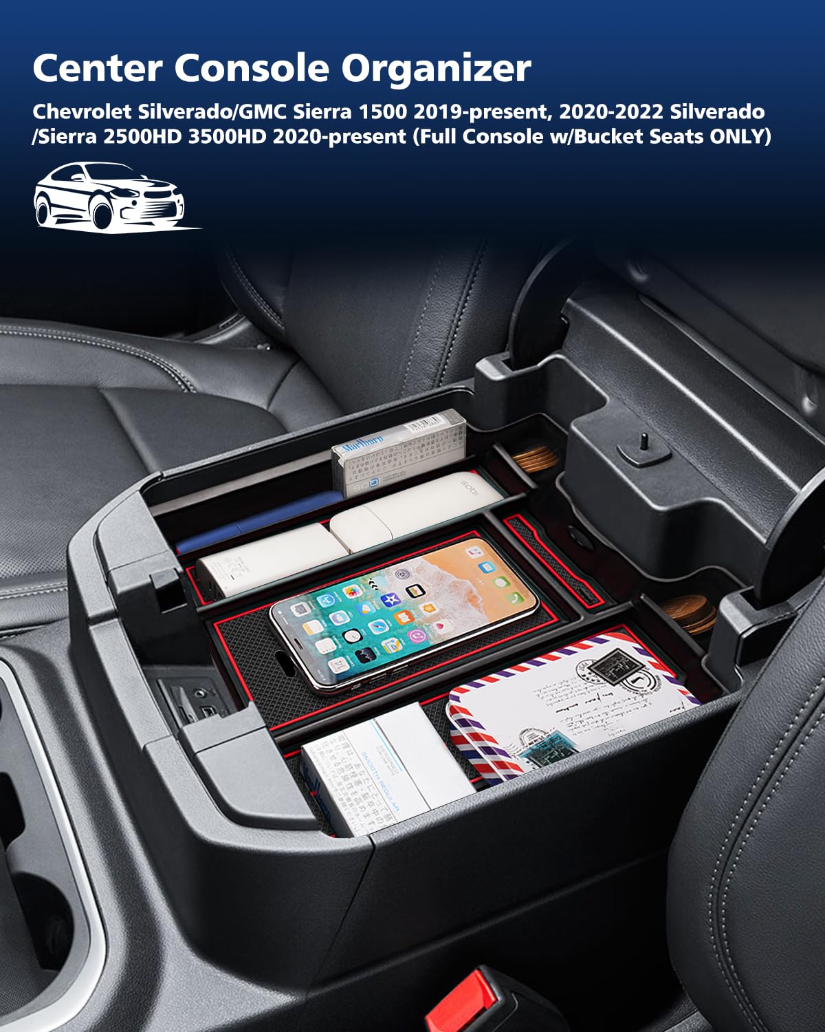 Center console organizer tray compatible with 2024-2026 Chevy Silverado Center console organizer tray compatible with 2024-2026 Chevy Silverado