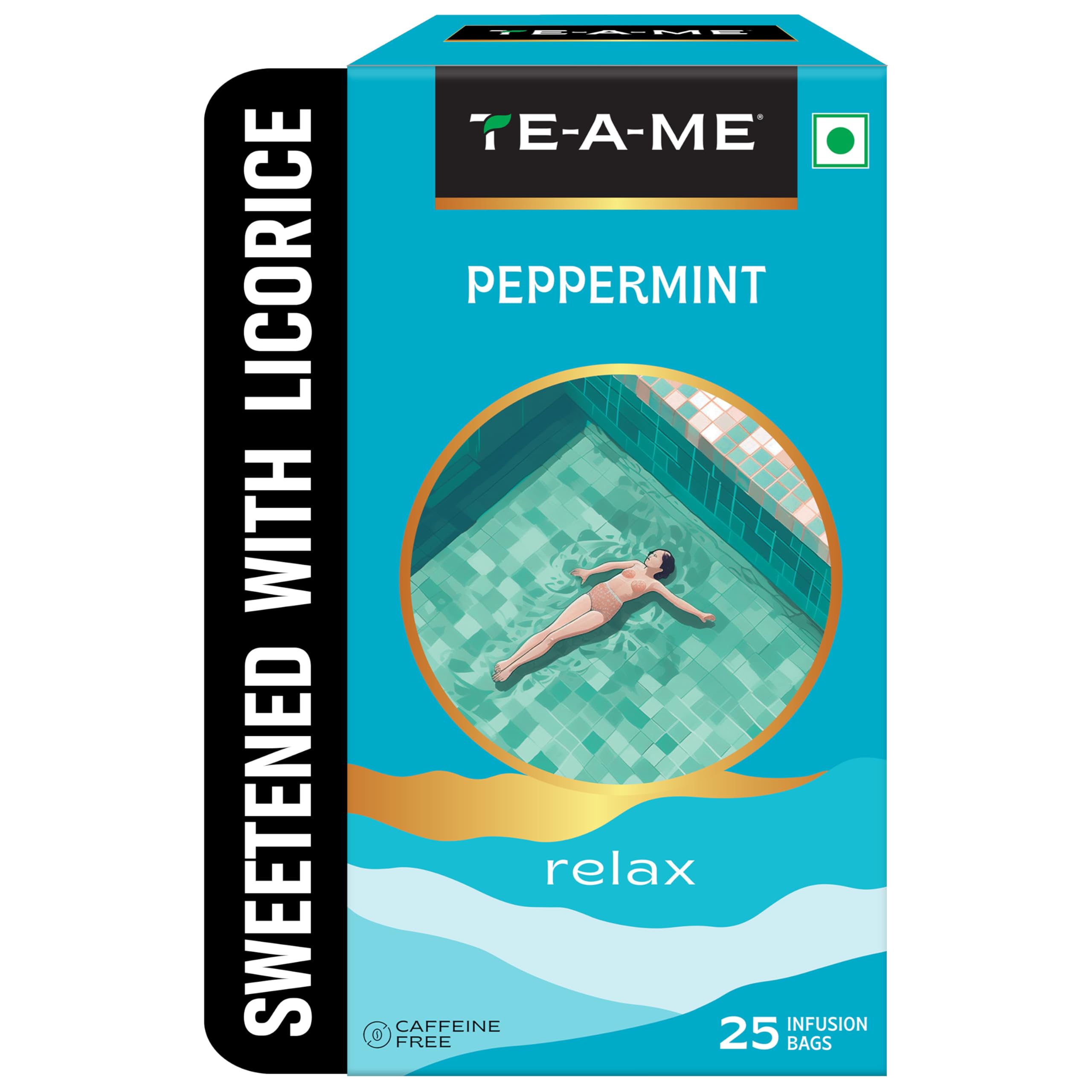 TE-A-ME Peppermint Tea - 25 Tea Bags | Pure Peppermint & Licorice Root