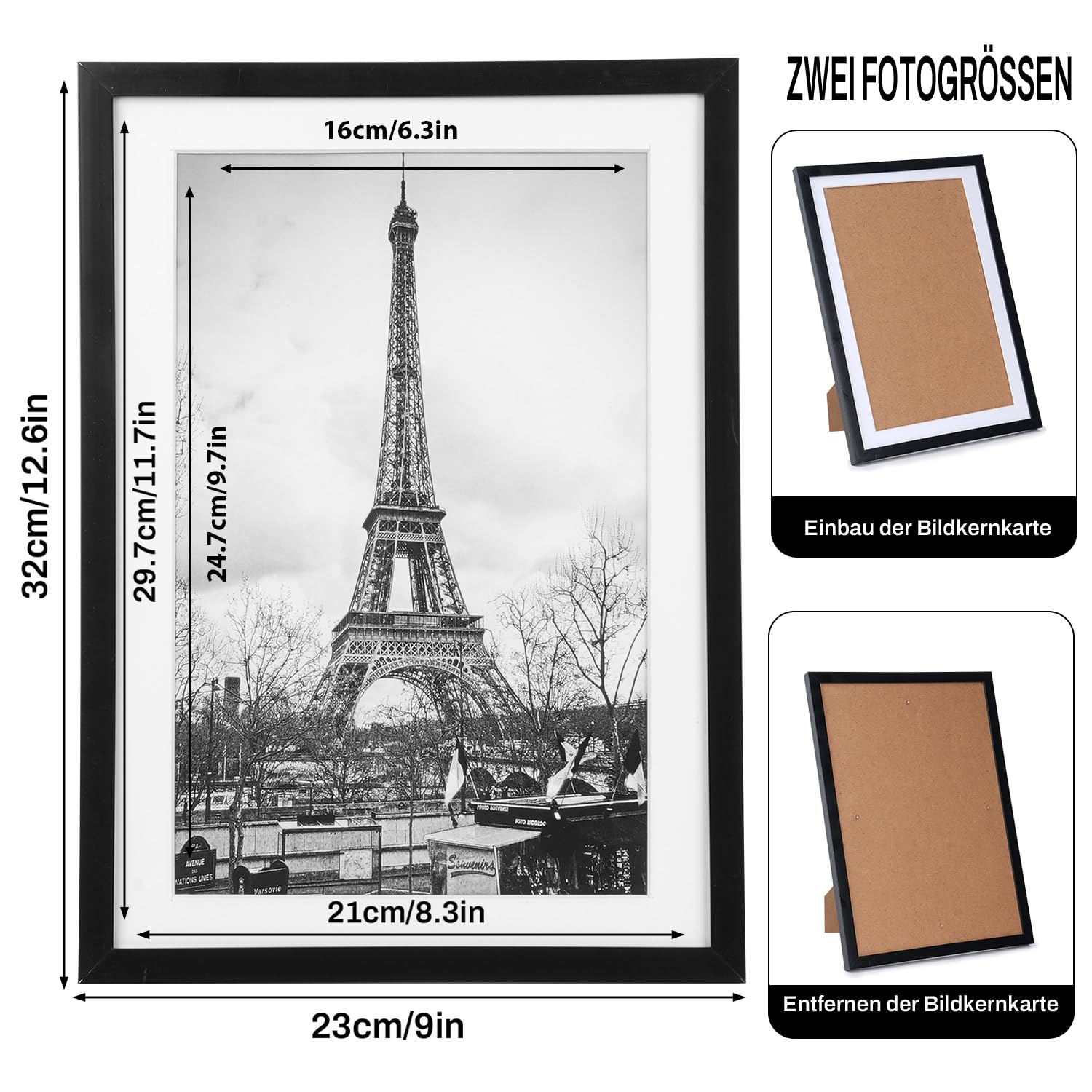 4 Stück Bilderrahmen A4 Schwarz – DIN A4 21x30 cm Kunststoffrahmen mit Plexiglas, Bilderrahmen Set für Fotos, Poster, Kinderzeichnungen & Galerie