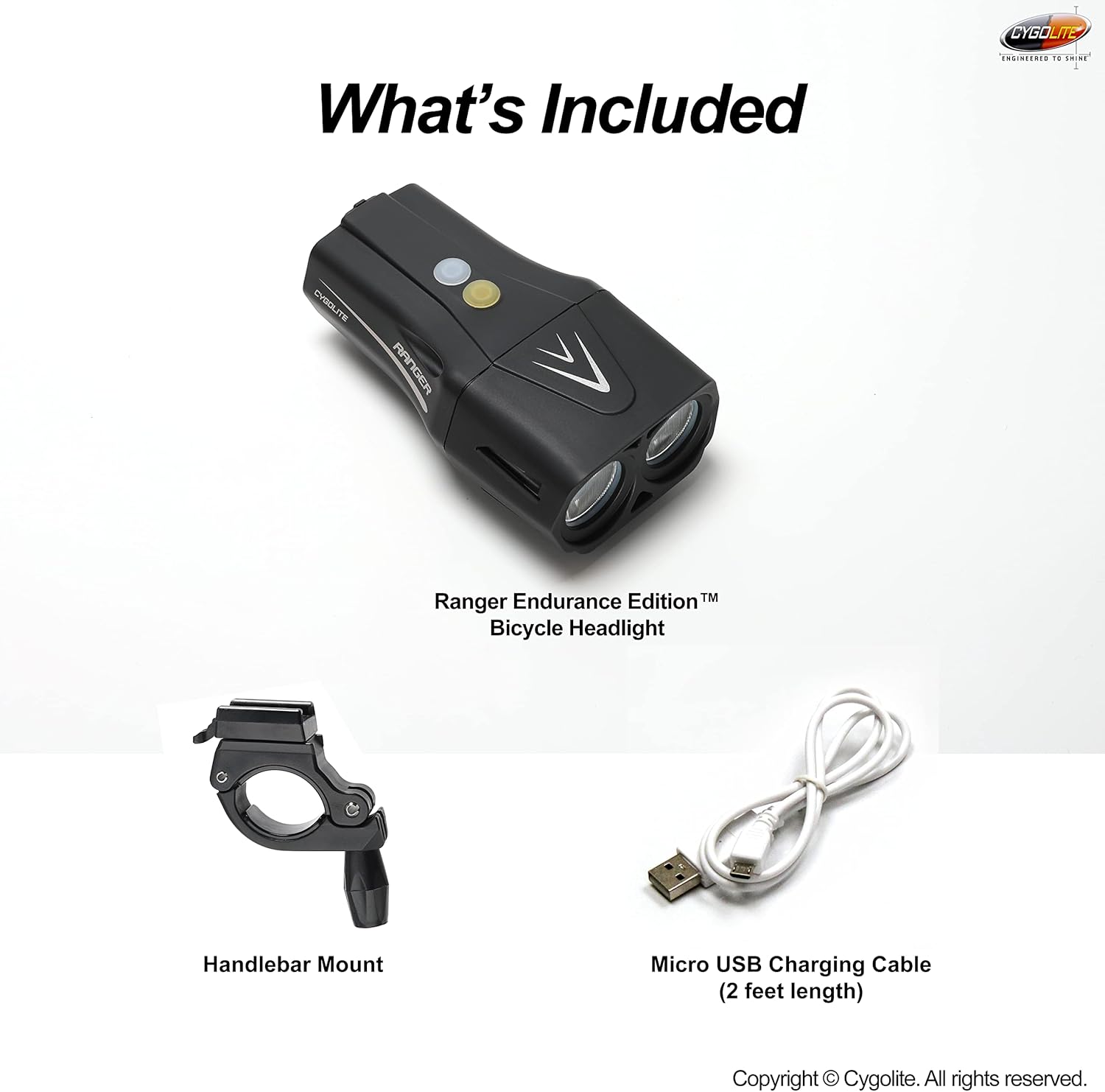 Cygolite Ranger 2000, 1800, 1500 Lumen Endurance Bike Lights - Ultra High Run Time, 9 Light Modes, Fine Tuneable Brightness, IP67 Waterproof, USB Rechargeable, Road & Mountain