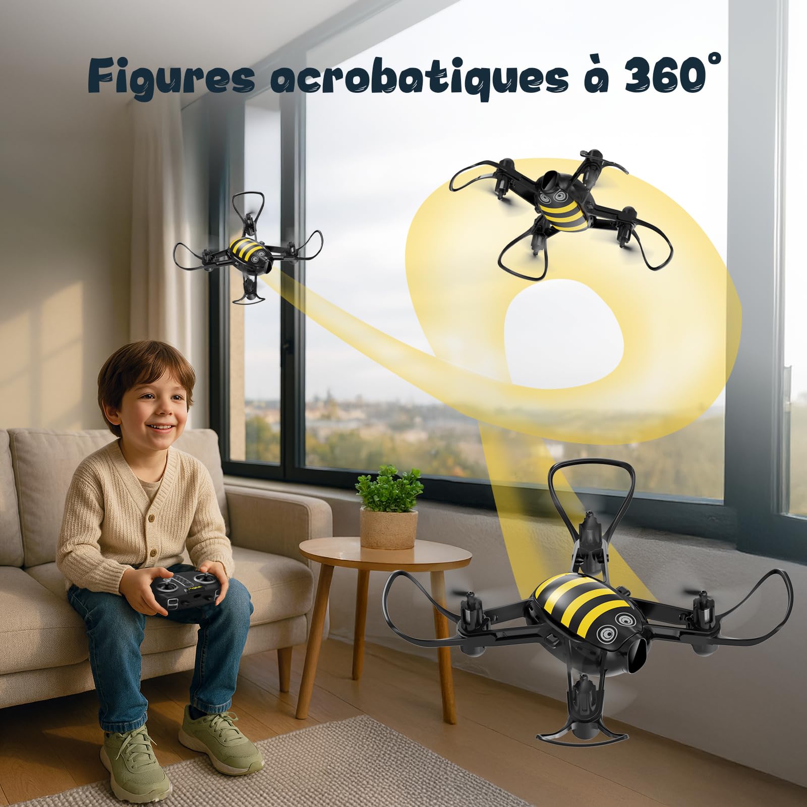 Loolinn | Drone comme Cadeau pour Enfants - Design Amusant, Facile à Piloter, Sûr pour les Enfants, Rotation à 360°, Station de Charge et Deux Batteries Incluses(Cadeau pour Garçons et Filles)