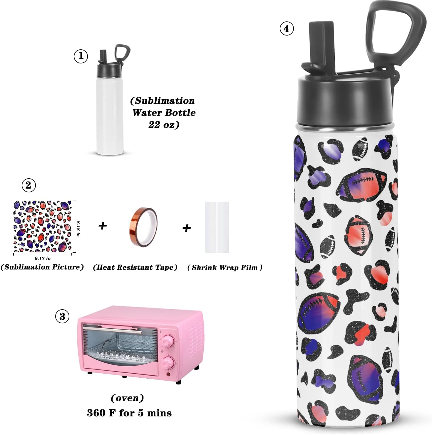 Sublimation Sports Water Bottle blanks, 22 Oz Sublimation Tumblers, Double Wall Stainless Steel Sports Water Bottle Flask with Portable Handle, Individually Boxed (8 Pack) - Image 7