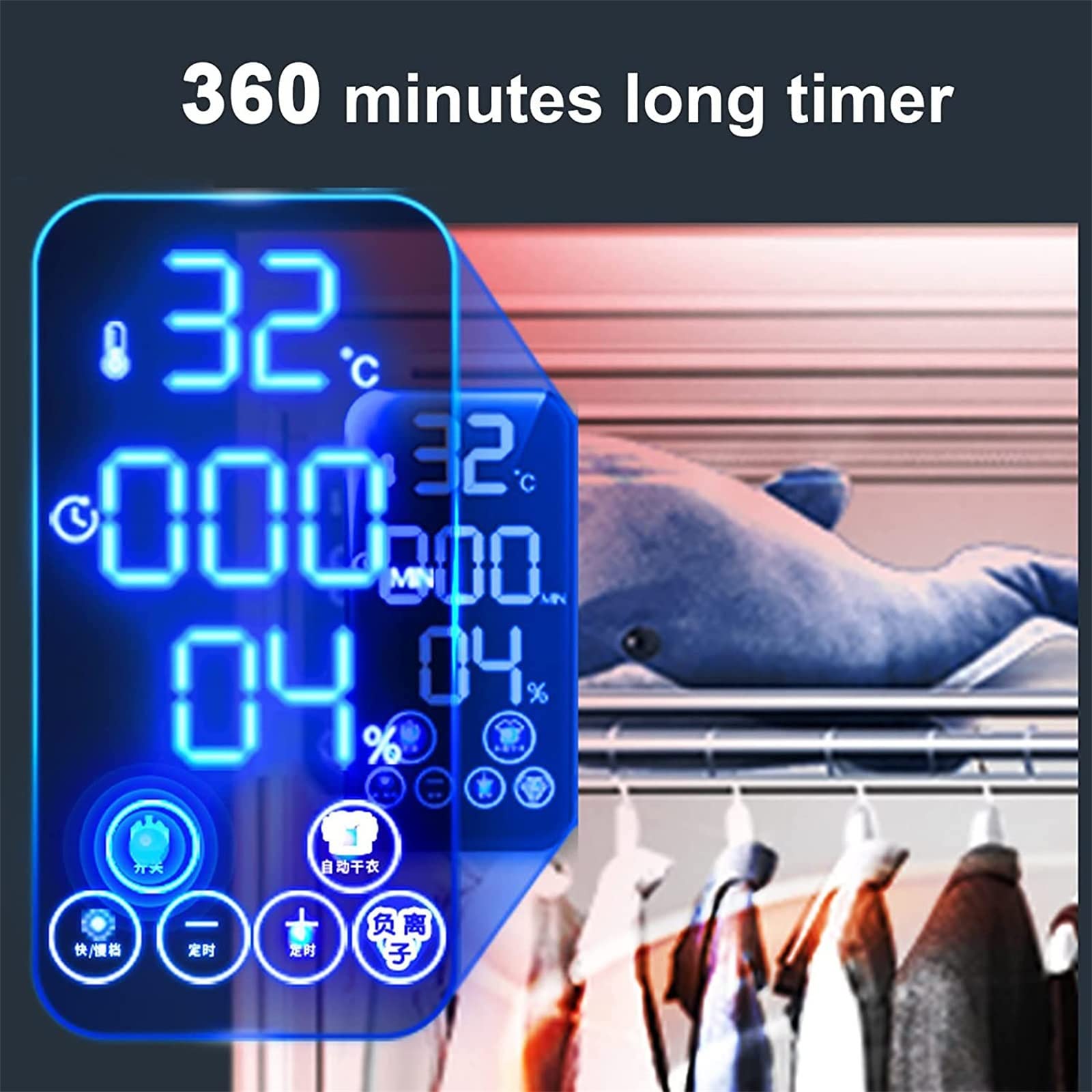 2000W Lntelligent calentó el aireador de la ropa, secador de ropa eléctrico, estantes de acero inoxidable de secado de ropa de doble capa secador de energía eficiente, baja energía calentó aireadore