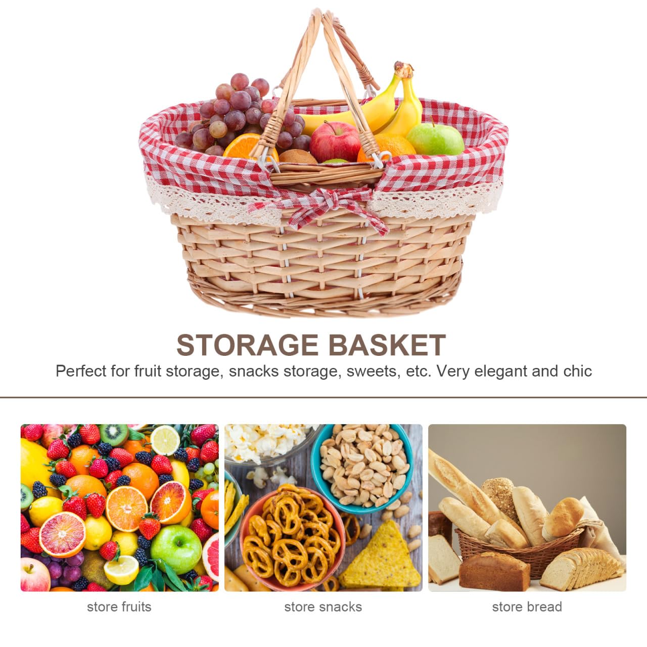 Toddmomy Cesta De Mimbre Cesta de Picnic De Compras Tejido De Caperucita De Pascua Tejida Decoraciones para El Hogar De Sauce Amantes
