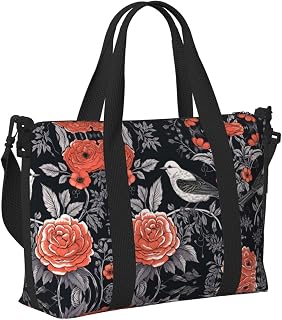 Travel Bag for Weekend Trips, Airplane Carry-On with Adjustable Strap, Chinese Painting Bird (5)