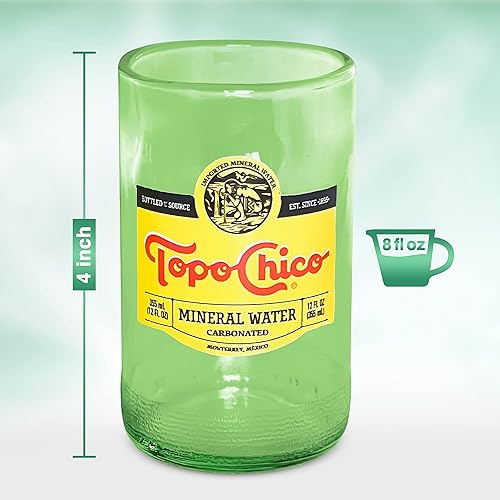 Miniatura 2 de Topo Chico - Vasos para beber, color verde, 8 onzas líquidas, pulido al fuego, borde liso, reciclado, juego de 2 unidades, regalo, juego de