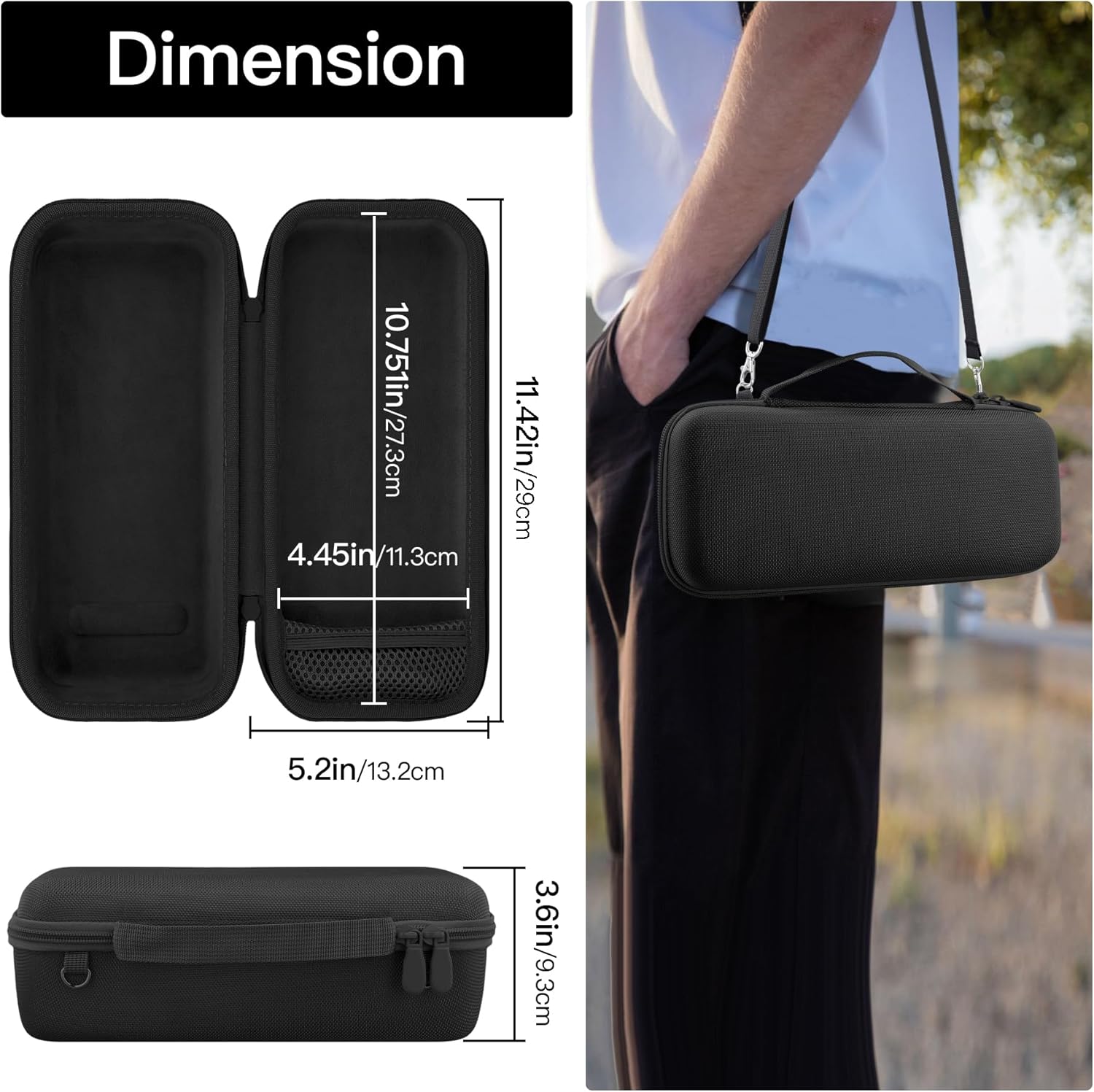 for Bose SoundLink Plus Portable Speaker Hard Protective Case, Portable Travel Case with Shoulder Strap (Black Case) - co2CREA - Image 6