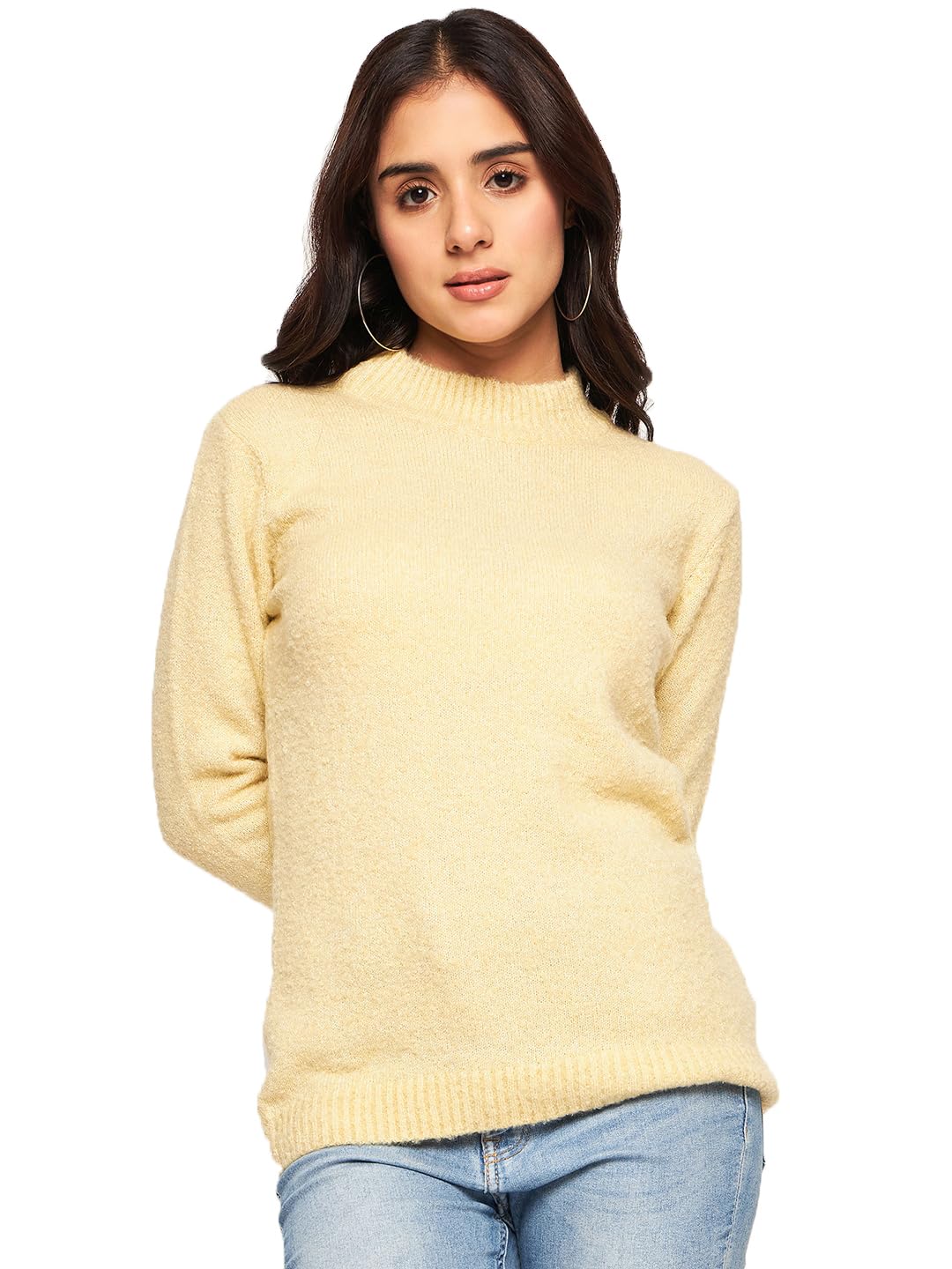 club york Women’s Knitted Sweater | Round Neck Full Sleeve Winter Pullover_CYCW666_M Beige-picture-10