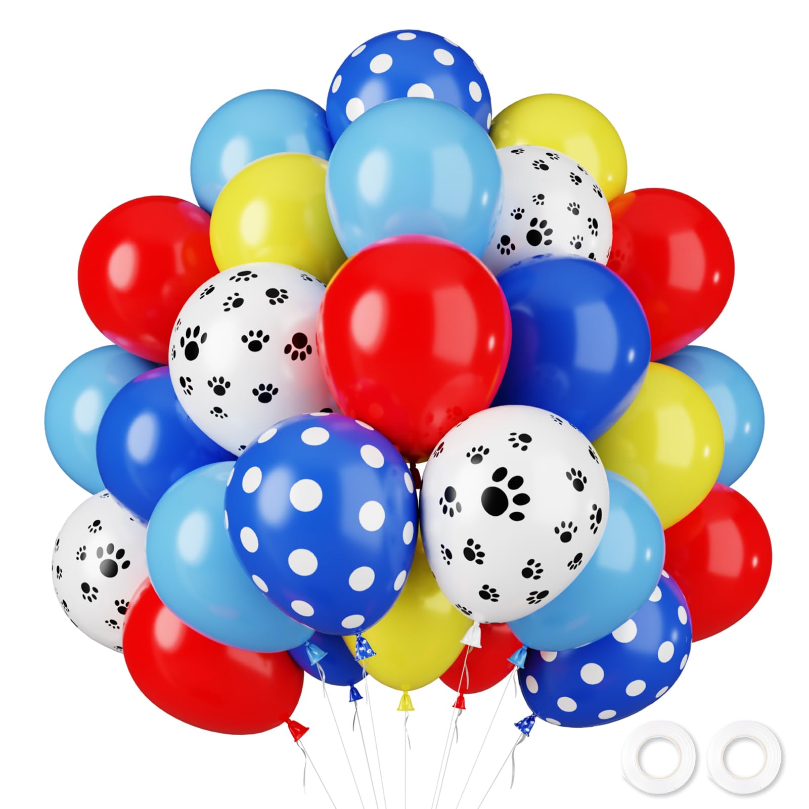 Blue, Red, and Yellow Balloon Bouquet - 12 Inches — image 1