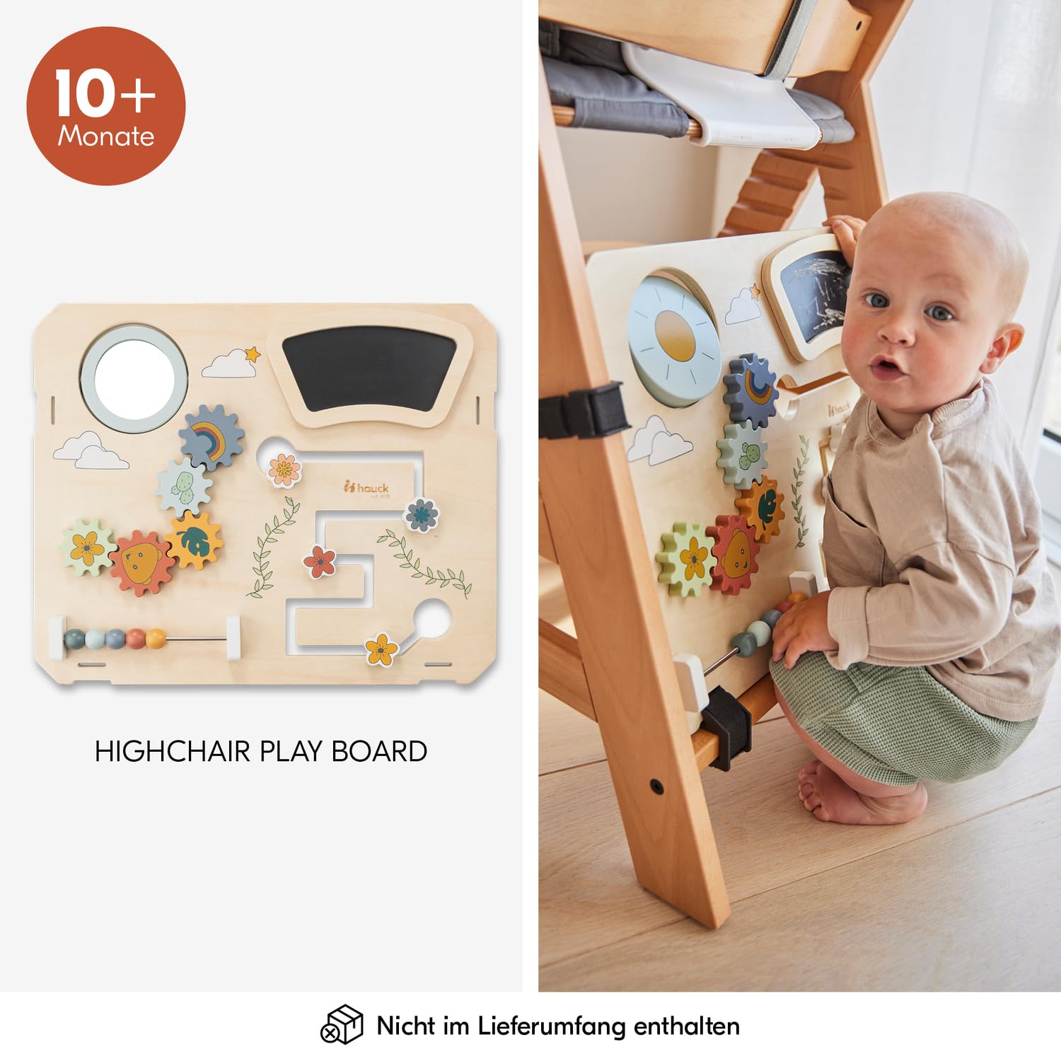 Hauck Alpha+ Holz Hochstuhl Baby mitwachsend 6 Monate bis 90 kg, Natural, 5-Punkt-Gurt, 8-fach verstellbar