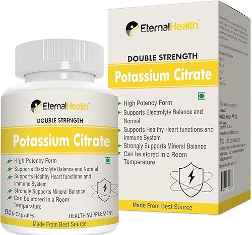 Citrato de potasio 900 mg (90 cápsulas vegetales) 100% herbario sin efectos secundarios conocidos - por shopmore01