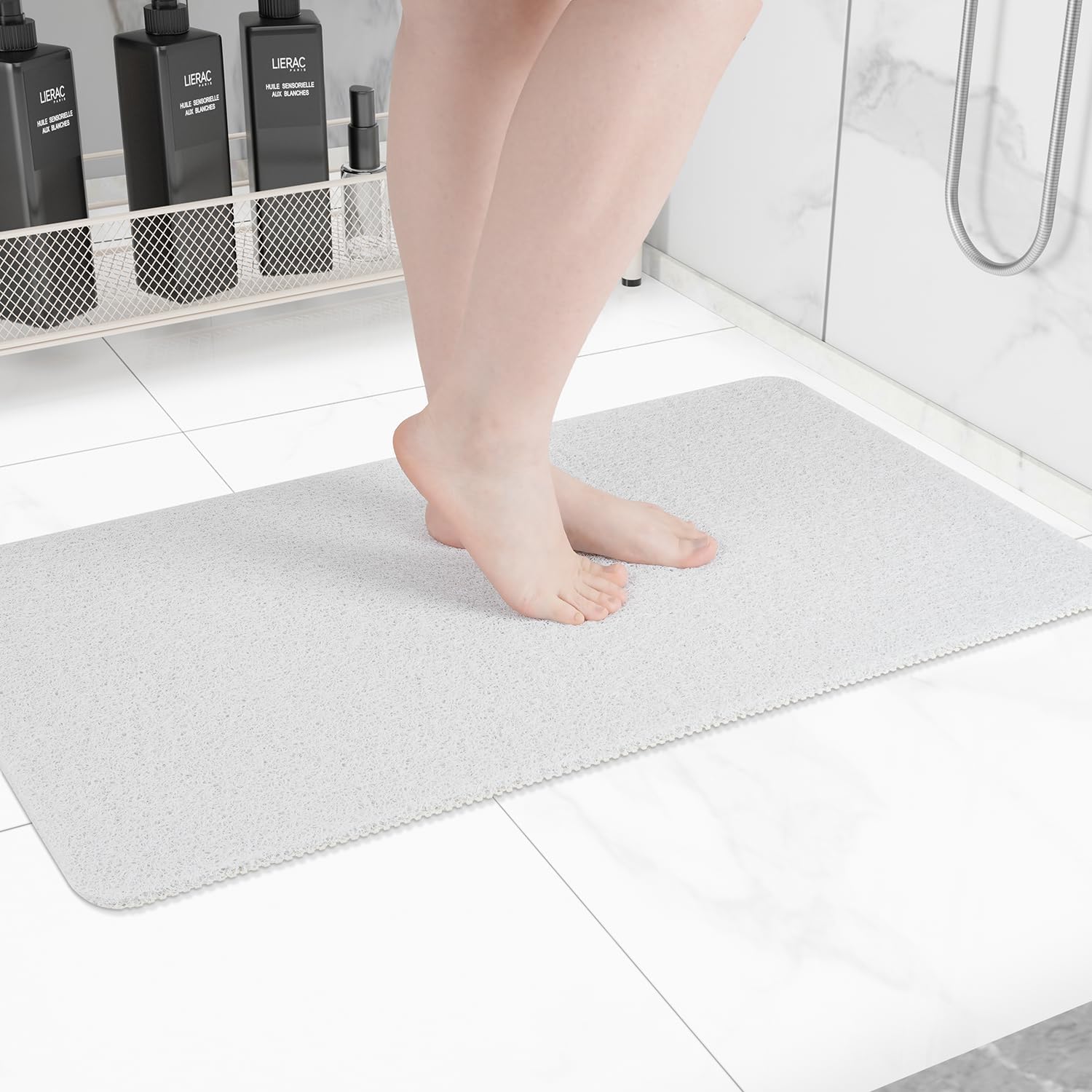 Hargiis Non-Slip Bathtub Mat, Anti Slip Shower Mat, Fast Drying Bathtub Mats, Foot Scrubber Mat, Anti Slip Mat for Tub, Floor, Bathroom, Kitchen, Home, Hotel (White 32"×17")