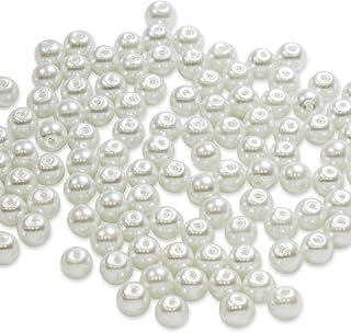 Expo International 6mm Glass Pearl Beads, Versatile Round Glass Beads, Elegant Beads for Jewelry, Bridal, and DIY Projects, White