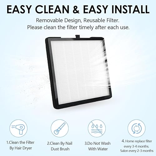 Miniatura 8 de Cofashion - Máquina de aspiración de polvo de uñas, aspiradora de polvo de uñas de 80 W, potente aspiradora de uñas para uñas acrílicas, filtro de