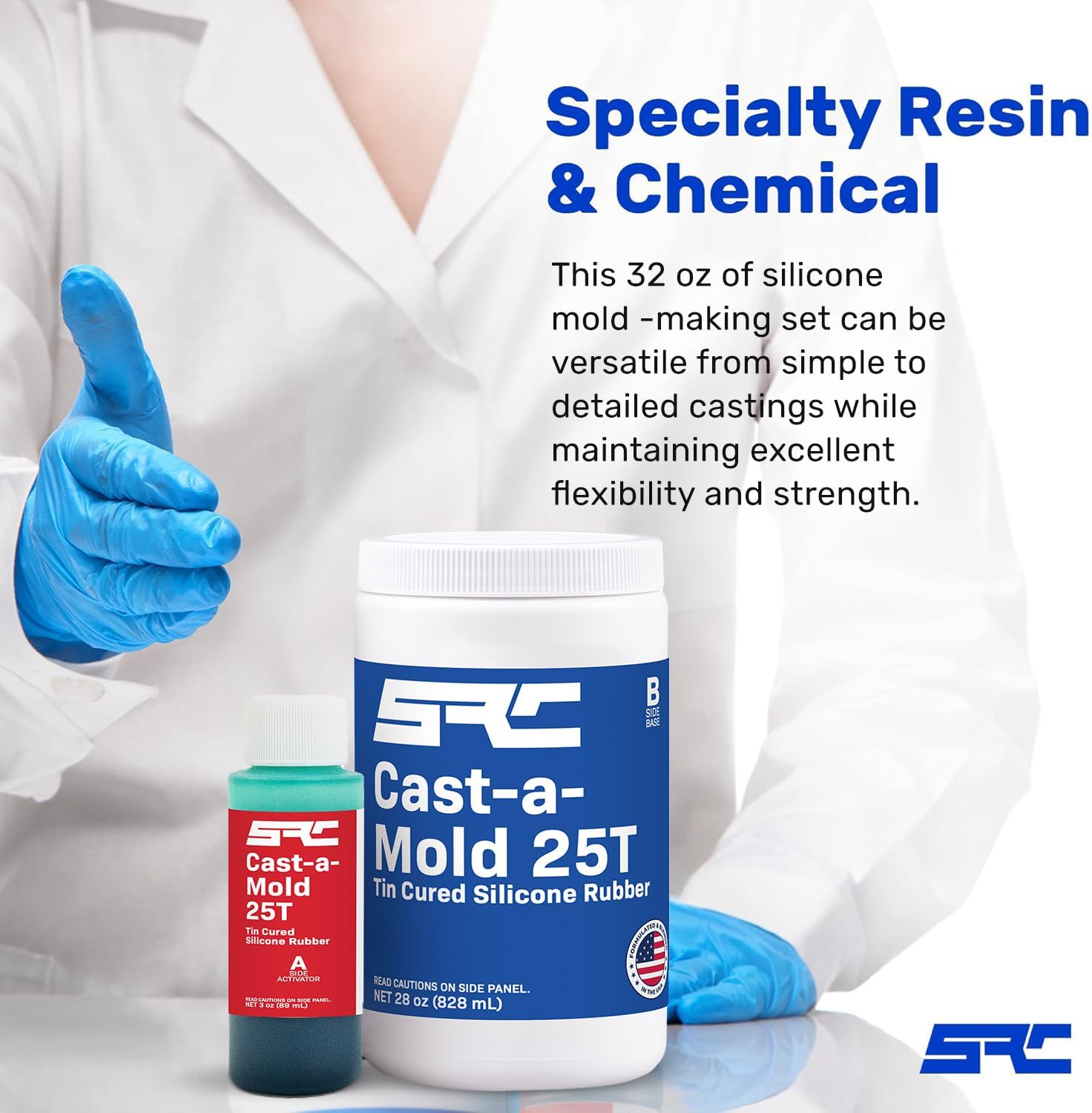 Cast-A-Mold 25T RTV 1-Quart, 2-Part Liquid Silicone Mold Making Kit, Rubber Molding Compound, Perfect for Jewelry Making, Casting Epoxy Resin, Wax, Soap, Plaster, Cement, and Concrete