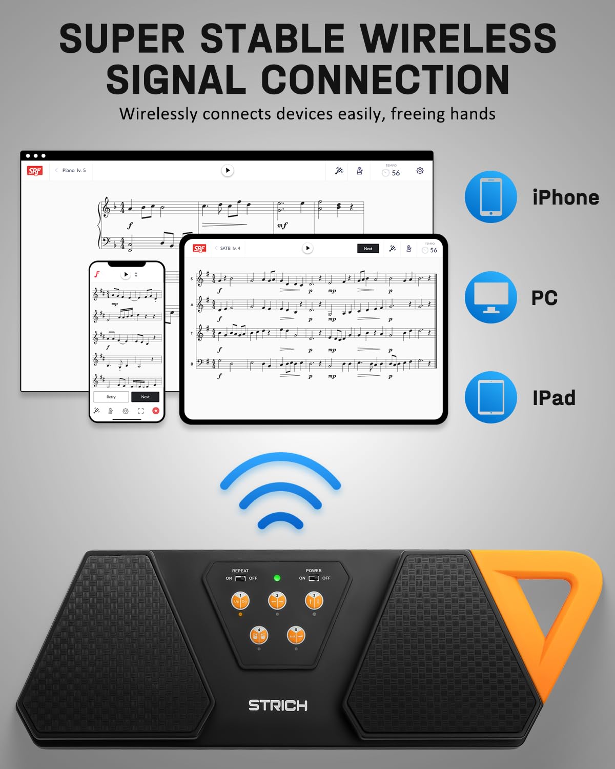 Pédale Tourneur De Page Sans Fil, Portable BT Turner De Pied