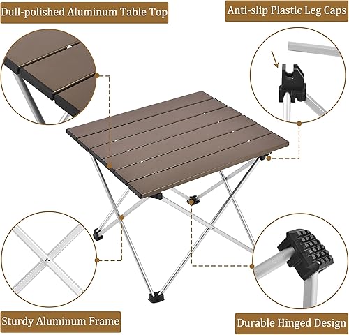 Miniatura 3 de Mesa de camping portátil Grope con tablero de aluminio, mesa de playa plegable fácil de transportar, perfecta para exteriores, picnic, barbacoa,