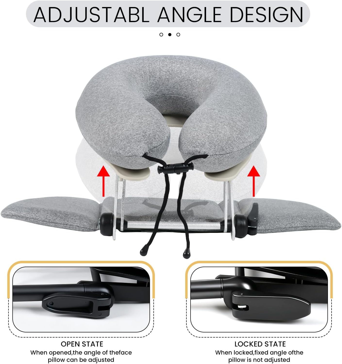 TRENDBOX Massage Table Face Cradle，Memory Foam Pillow，Adjustable Multi-Functional Memory Foam Massage Pillow for Office, Travel Sleep， Practical and Portable - New Choice for Lunch Break - Light Gray