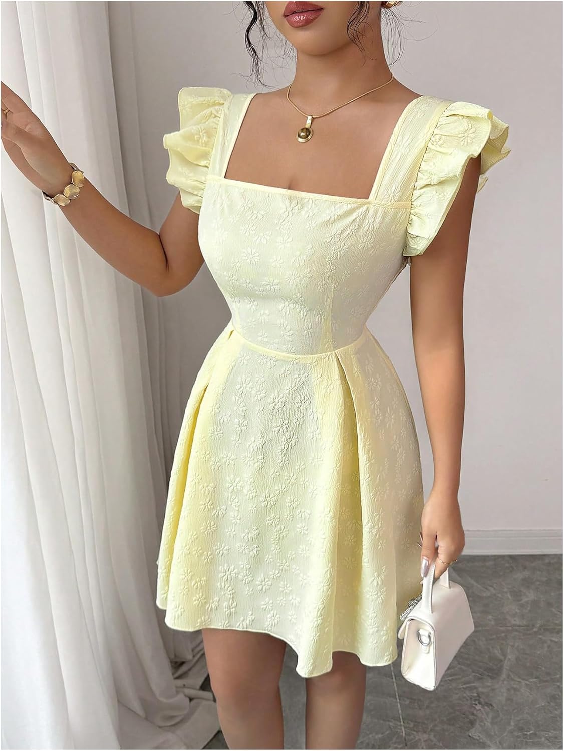 SweatyRocks Women's Elegant Floral Scoop Neck Dress Cap Sleeve A Line Mini Dress Cocktail Party Dress - Image 5